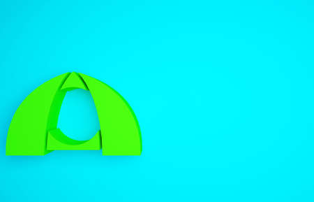 Green Tourist tent icon isolated on blue background. Camping symbol. Minimalism concept. 3d illustration 3D renderの写真素材