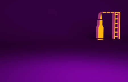 Orange Bullet icon isolated on purple background. Minimalism concept. 3d illustration 3D renderの写真素材