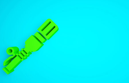 Green anti-tank hand grenade icon isolated on blue background. Minimalism concept. 3d illustration...