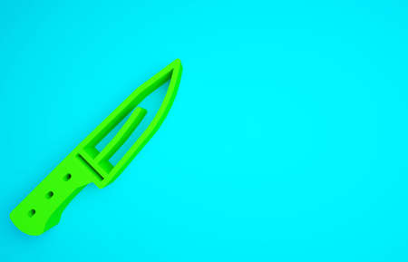 Green Meat chopper icon isolated on blue background. Butcher knife. Kitchen knife for meat. Butcher knife. Minimalism concept. 3d illustration 3D renderの写真素材
