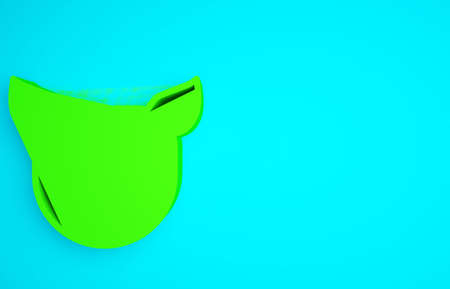 Green Pig icon isolated on blue background. Animal symbol. Minimalism concept. 3d illustration 3D renderの写真素材