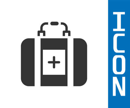 Grey First aid kit icon isolated on white background. Medical box with cross. Medical equipment for emergency. Healthcare concept. Vectorのイラスト素材