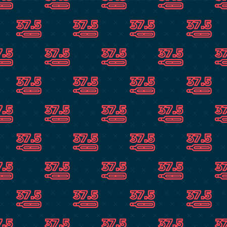 Red line Medical thermometer for medical examination icon isolated seamless pattern on black background. Vectorのイラスト素材