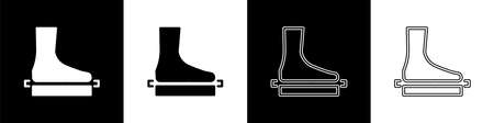 Set Flat foot icon isolated on black and white background. Vectorのイラスト素材