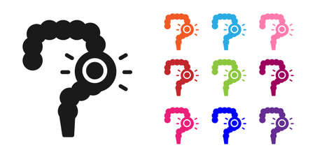 Black Gut constipation icon isolated on white background. Bowel problems. Set icons colorful. Vectorのイラスト素材