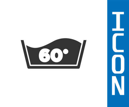 Black line Washing under 60 degrees celsius icon isolated on white background. Temperature wash. 4K Video motion graphic animationのイラスト素材