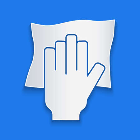 White line Cleaning service icon isolated on blue background. Latex hand protection sign. Housework cleaning equipment symbol. 4K Video motion graphic animationのイラスト素材