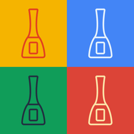 Pop art line Nail polish bottle icon isolated on color background. Vector.のイラスト素材