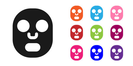 Black Facial cosmetic mask icon isolated on white background. Cosmetology, medicine and health care. Set icons colorful. Vectorのイラスト素材