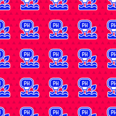 Blue Soil ph testing icon isolated seamless pattern on red background. PH earth test. Vectorのイラスト素材