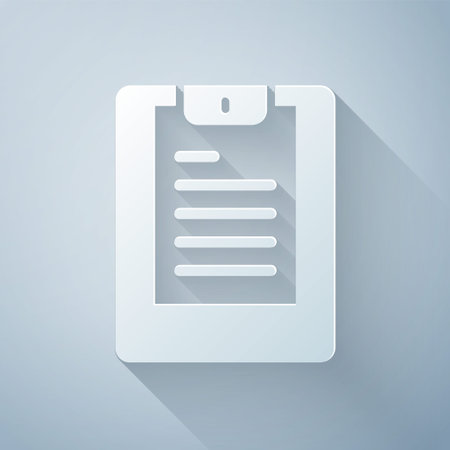 Paper cut Server, Data report icon isolated on grey background. Paper art style. Vectorのイラスト素材