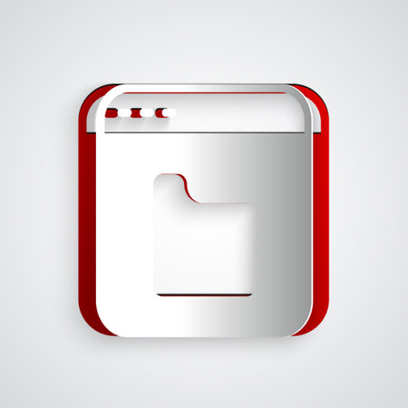 Paper cut Browser files icon isolated on grey background. Paper art style. Vectorのイラスト素材