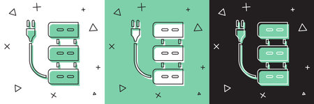 Set Server icon isolated on white and green, black background. Adjusting app, service concept, setting options, maintenance, repair, fixing. Vectorのイラスト素材