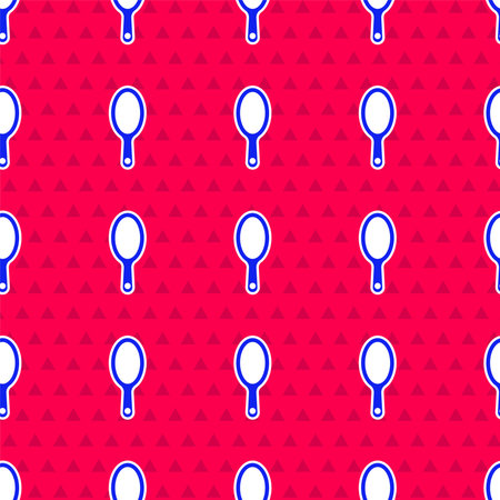 Blue Hand mirror icon isolated seamless pattern on red background. Vectorのイラスト素材