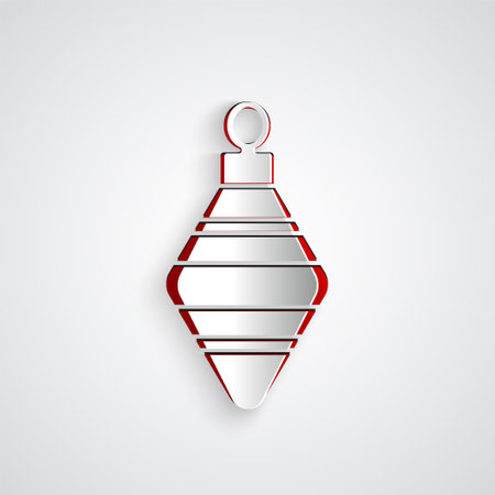 Paper cut Christmas ball icon isolated on grey background. Merry Christmas and Happy New Year. Paper art style. Vectorのイラスト素材