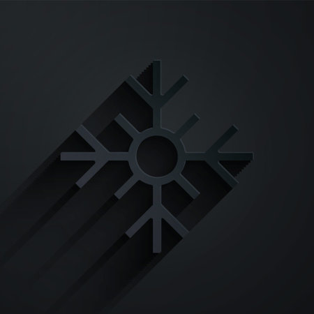 Paper cut Snowflake icon isolated on black background. Merry Christmas and Happy New Year. Paper art style. Vectorのイラスト素材