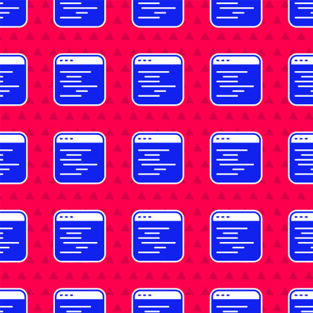 Blue Software, web developer programming code icon isolated seamless pattern on red background. Javascript computer script random parts of program code. Vectorのイラスト素材