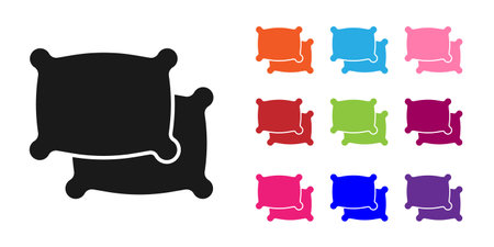 Black Rectangular pillow icon isolated on white background. Cushion sign. Set icons colorful. Vectorのイラスト素材