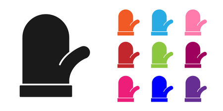 Black Christmas mitten icon isolated on white background. Set icons colorful. Vectorのイラスト素材