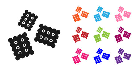 Black Cracker biscuit icon isolated on white background. Sweet cookie. Set icons colorful. Vector Illustrationのイラスト素材