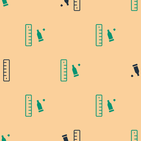 Green and black Bullet casing as a piece of evidence placed with forensic ruler for documentation icon isolated seamless pattern on beige background. Concept of crime scene. Vectorのイラスト素材