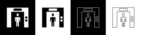 Set Lift icon isolated on black and white background. Elevator symbol. Vectorのイラスト素材