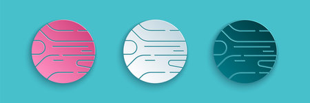 Paper cut Planet icon isolated on blue background. Paper art style. Vectorのイラスト素材