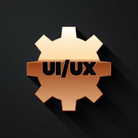 Gold UI or UX design icon isolated on black background. Long shadow style. Vectorのイラスト素材