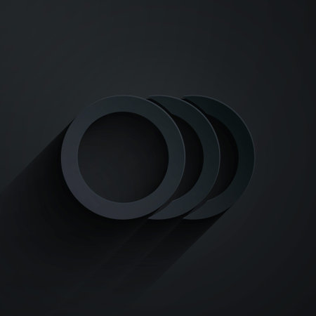 Paper cut Plate icon isolated on black background. Cutlery symbol. Restaurant sign. Paper art style. Vectorのイラスト素材