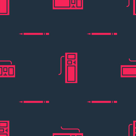 Set Pencil with eraser and Keyboard on seamless pattern. Vectorのイラスト素材