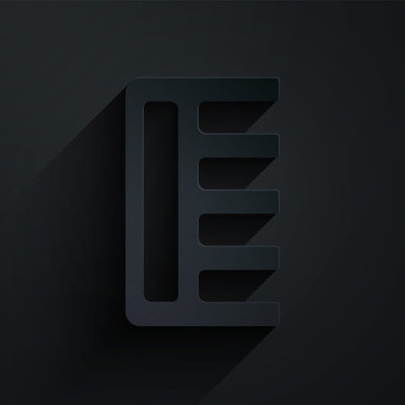 Paper cut Hairbrush icon isolated on black background. Comb hair sign. Barber symbol. Paper art style. Vectorのイラスト素材