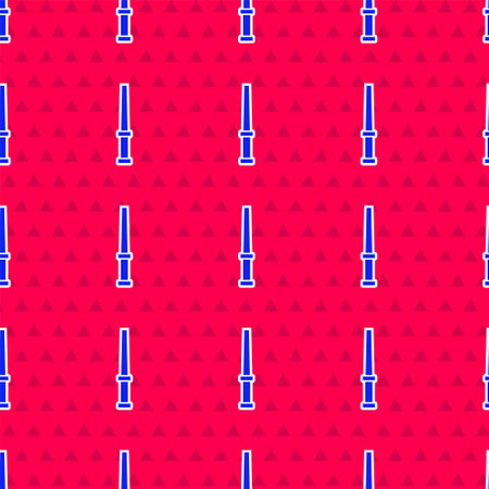 Blue Magic wand icon isolated seamless pattern on red background. Star shape magic accessory. Magical power. Vectorのイラスト素材
