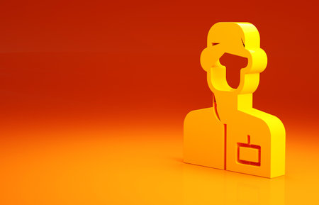 Yellow Analyst engineer icon isolated on orange background. Minimalism concept. 3d illustration 3D renderの写真素材