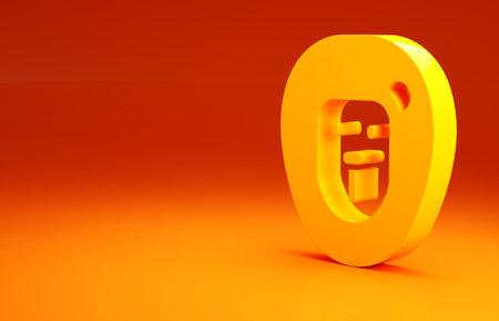 Yellow Wild lion icon isolated on orange background. Minimalism concept. 3d illustration 3D renderの写真素材