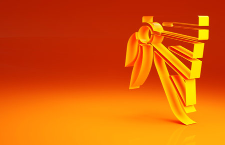 Yellow Bandana or biker scarf icon isolated on orange background. Minimalism concept. 3d illustration 3D renderの写真素材
