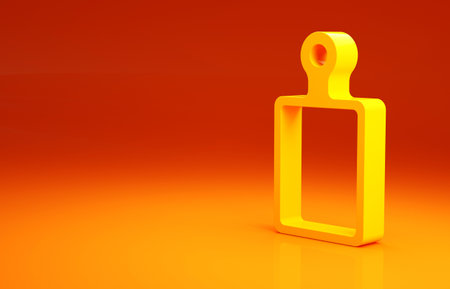 Yellow Cutting board icon isolated on orange background. Chopping Board symbol. Minimalism concept. 3d illustration 3D renderの写真素材