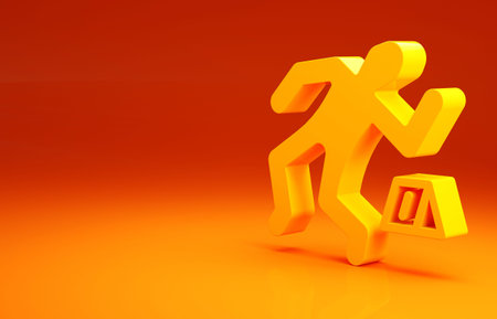 Yellow Crime scene icon isolated on orange background. Minimalism concept. 3d illustration 3D render