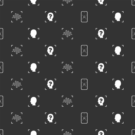 Set Mobile and face recognition, Face, Voice and on seamless pattern. Vectorのイラスト素材