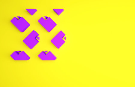 Purple Data stream icon isolated on yellow background. Minimalism concept. 3d illustration 3D render