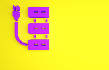 Purple Server icon isolated on yellow background. Adjusting app, service concept, setting options, maintenance, repair, fixing. Minimalism concept. 3d illustration 3D renderの写真素材