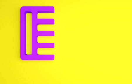 Purple Hairbrush icon isolated on yellow background. Comb hair sign. Barber symbol. Minimalism concept. 3d illustration 3D renderの写真素材