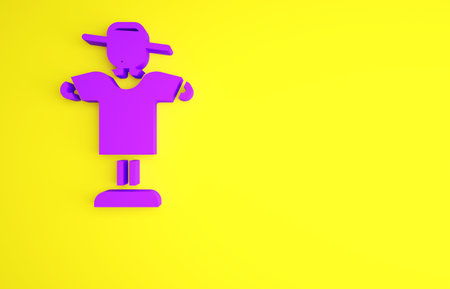 Purple Scarecrow icon isolated on yellow background. Minimalism concept. 3d illustration 3D renderの写真素材