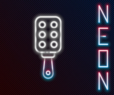 Glowing neon line Spanking paddle icon isolated on black background. Fetish accessory. Sex toy for adult. Colorful outline concept. Vector Illustrationのイラスト素材