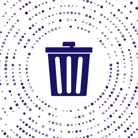 Blue Trash can icon isolated on white background. Garbage bin sign. Recycle basket icon. Office trash icon. Abstract circle random dots. Vectorのイラスト素材