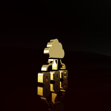 Gold Cloud technology data transfer and storage icon isolated on brown background. Minimalism concept. 3d illustration 3D renderの写真素材