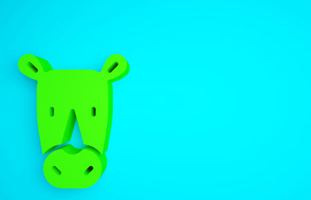 Green Rhinoceros icon isolated on blue background. Animal symbol. Minimalism concept. 3d illustration 3D renderの写真素材