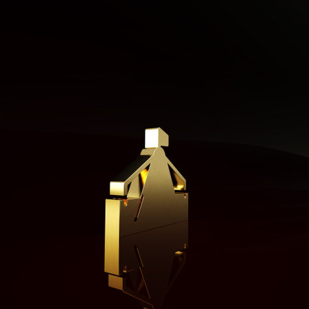 Gold Tourist tent icon isolated on brown background. Camping symbol. Minimalism concept. 3d illustration 3D renderの写真素材