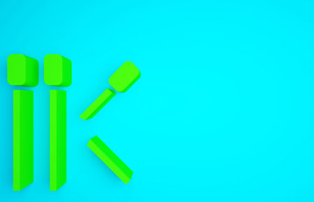 Green Matches icon isolated on blue background. Minimalism concept. 3d illustration 3D renderの写真素材