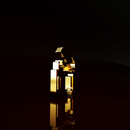 Gold Lighter icon isolated on brown background. Minimalism concept. 3d illustration 3D renderの写真素材