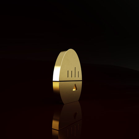 Gold Kitchen timer icon isolated on brown background. Egg timer. Cooking utensil. Minimalism...